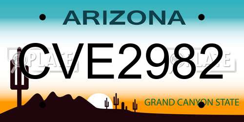 CVE2982 Arizona License Plate