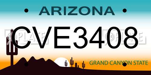CVE3408 Arizona License Plate