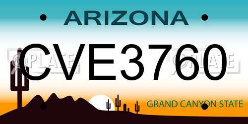 CVE3760 Arizona License Plate