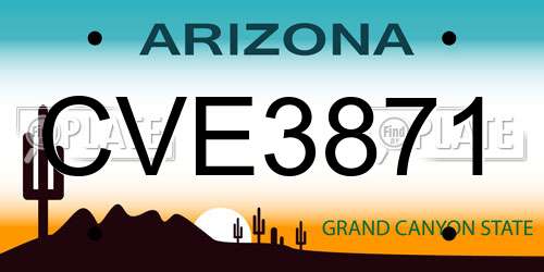 CVE3871 Arizona License Plate