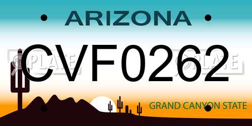 CVF0262 Arizona License Plate