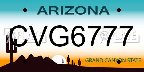 CVG6777 Arizona License Plate