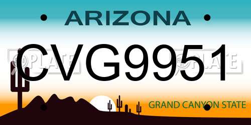 CVG9951 Arizona License Plate