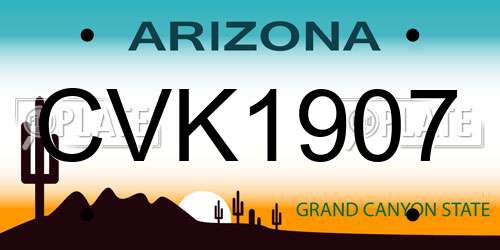 CVK1907 Arizona License Plate