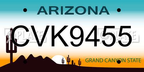 CVK9455 Arizona License Plate