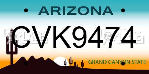 CVK9474 Arizona License Plate