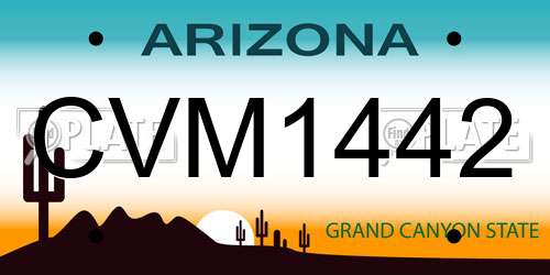 CVM1442 Arizona License Plate