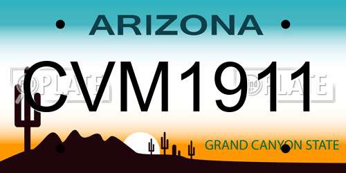 CVM1911 Arizona License Plate