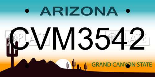 CVM3542 Arizona License Plate