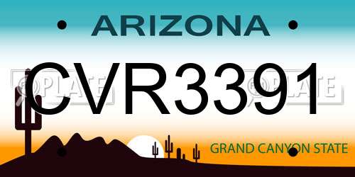 CVR3391 Arizona License Plate