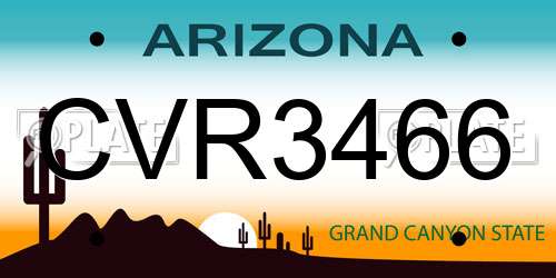 CVR3466 Arizona License Plate