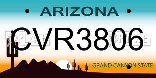 CVR3806 Arizona License Plate