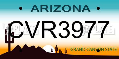 CVR3977 Arizona License Plate