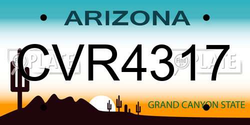 CVR4317 Arizona License Plate