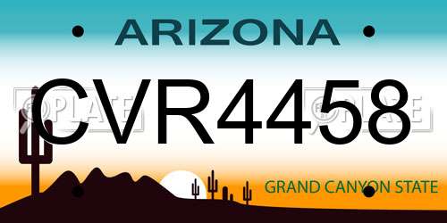 CVR4458 Arizona License Plate