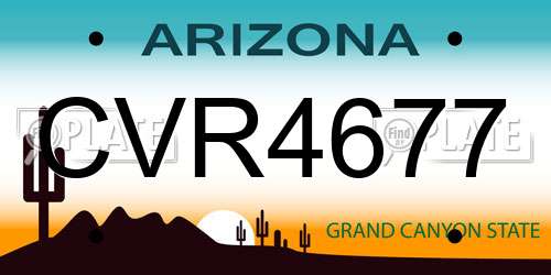 CVR4677 Arizona License Plate