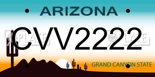 CVV2222 Arizona License Plate