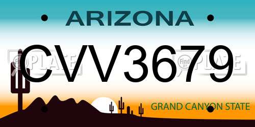 CVV3679 Arizona License Plate