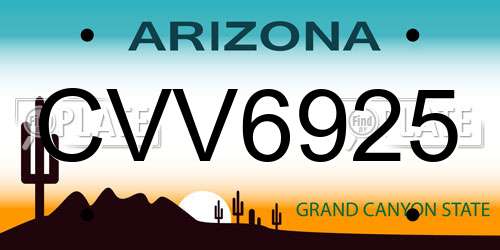 CVV6925 Arizona License Plate