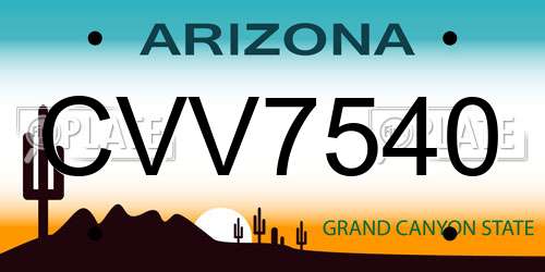 CVV7540 Arizona License Plate