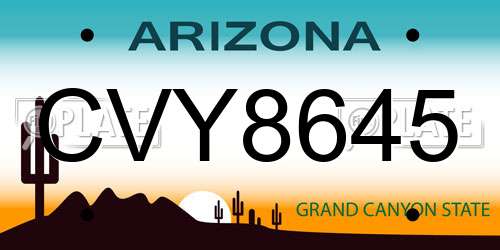 CVY8645 Arizona License Plate