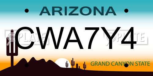 CWA7Y4 Arizona License Plate