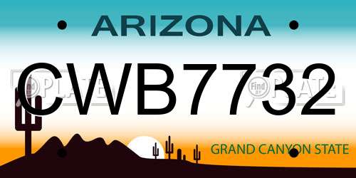 CWB7732 Arizona License Plate