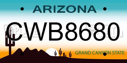 CWB8680 Arizona License Plate