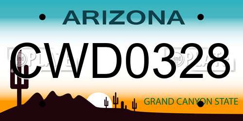 CWD0328 Arizona License Plate