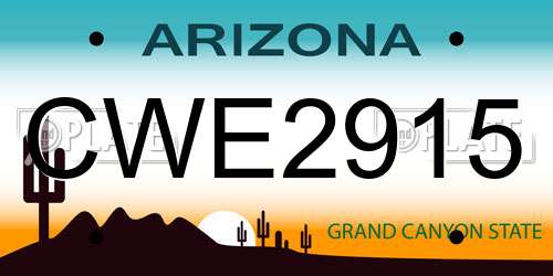 CWE2915 Arizona License Plate