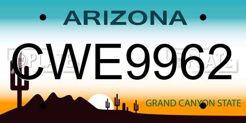 CWE9962 Arizona License Plate
