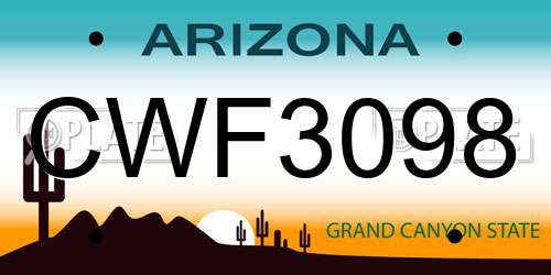CWF3098 Arizona License Plate