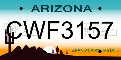 CWF3157 Arizona License Plate