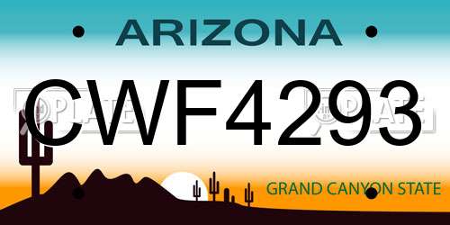 CWF4293 Arizona License Plate