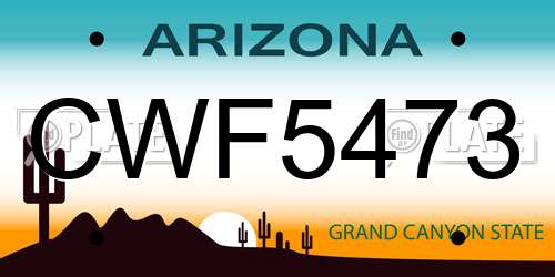 CWF5473 Arizona License Plate