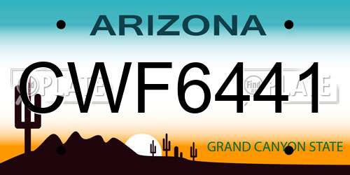 CWF6441 Arizona License Plate