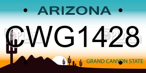 CWG1428 Arizona License Plate