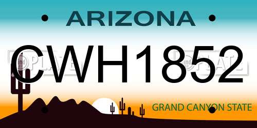 CWH1852 Arizona License Plate