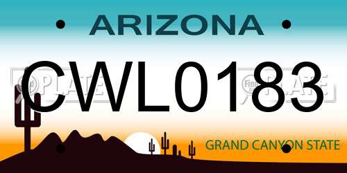 CWL0183 Arizona License Plate