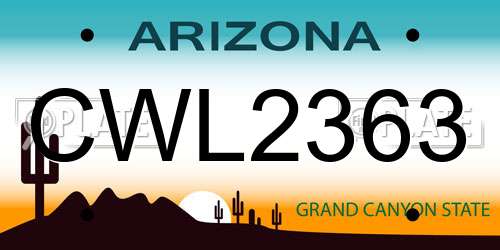 CWL2363 Arizona License Plate