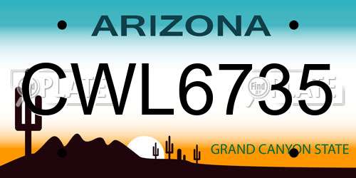 CWL6735 Arizona License Plate