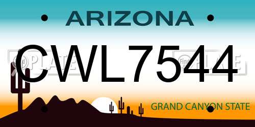 CWL7544 Arizona License Plate