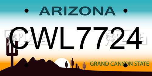 CWL7724 Arizona License Plate