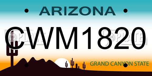 CWM1820 Arizona License Plate