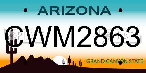 CWM2863 Arizona License Plate