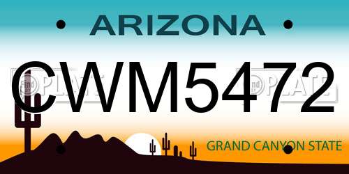 CWM5472 Arizona License Plate