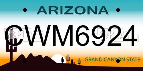 CWM6924 Arizona License Plate