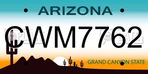 CWM7762 Arizona License Plate