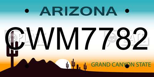 CWM7782 Arizona License Plate