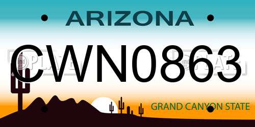 CWN0863 Arizona License Plate